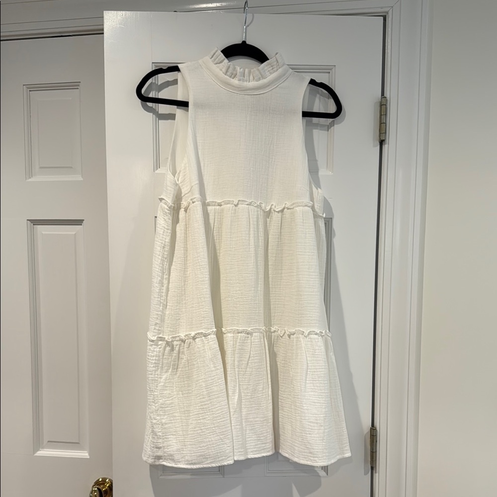 Sleeveless White Tiered Dress